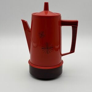 Vintage Regal Poly Perk Automatic Percolator Red Atomic Starburst Rare Vintage